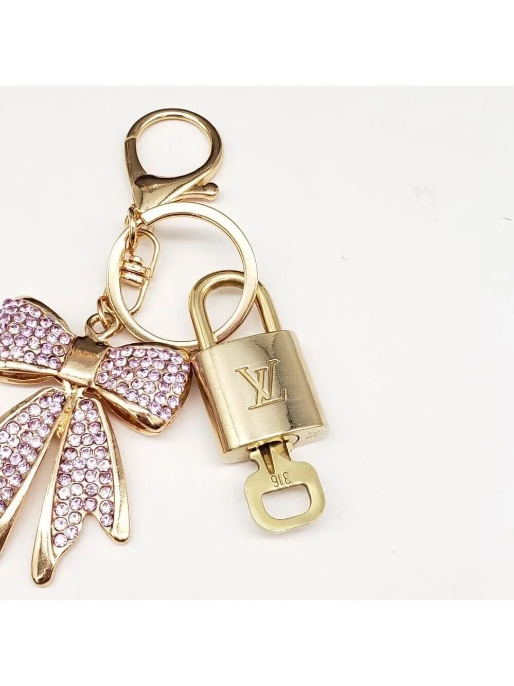 Louis Vuitton Authentic Gold Padlock 🔑 Key + Stylish Bag Unbranded Ribbon Charm